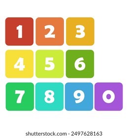 Set of rainbow cartoon numbers in tablets