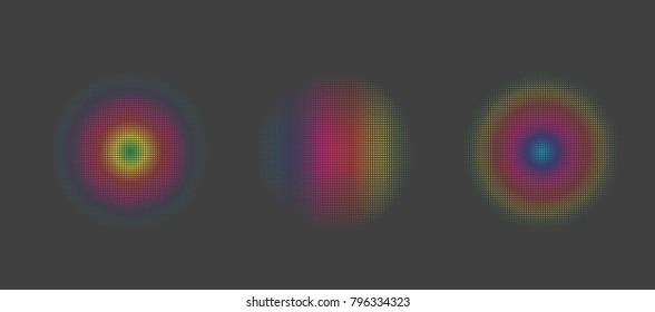 set of rainbow circles with halftones