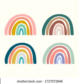 set of rainbow color combination flat design