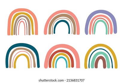 set of rainbow color combination flat design.