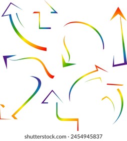 Set of rainbow colored arrows pointers elements for interface