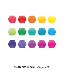 Set of rainbow colored flat geometric hexagon gem pieces. Diagram elements for your business presentation. Vector graphic template.