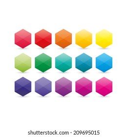 Set of rainbow colored flat geometric hexagon gem pieces. Diagram elements for your business presentation. Vector graphic template.