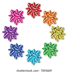 Set of rainbow colored gift bows