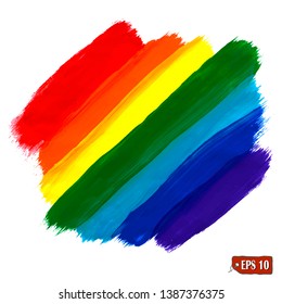 Set of rainbow colorful vector watercolor and acrylic brush strokes. Colorful watercolor brushes. Vector illustration for tags and stamps design.