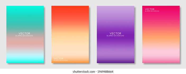 Set of rainbow cover design template. Abstract blurred gradient texture decorative elements.