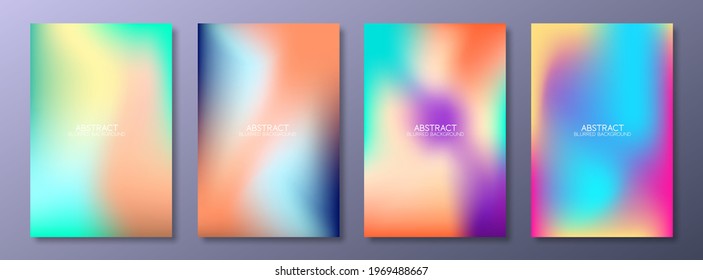 Set of rainbow cover design template. Abstract blurred gradient texture decorative elements.