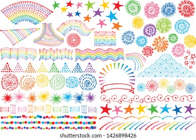 Set of rainbow decorations. hand drawn illustrations.