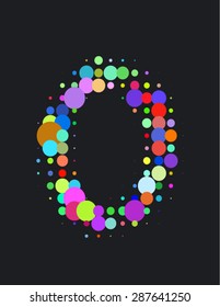set of rainbow dot letters o
