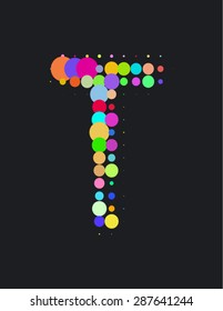 set of rainbow dot letters t