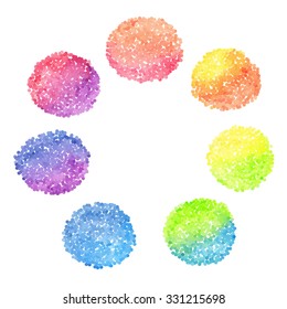 Set of rainbow dotted circles