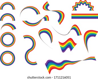 Set of rainbow elements - vector illustration