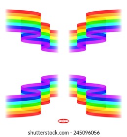 set of rainbow flag on white background vector