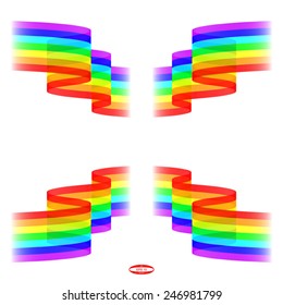 set of rainbow flag on white background vector