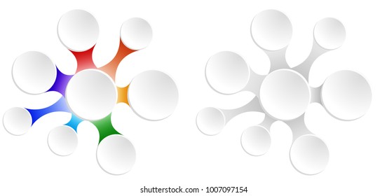 Set of rainbow flowers for infographics with space for text. Vector element for your design