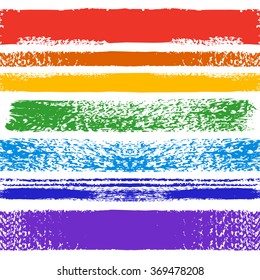 Set of rainbow grunge seamless brushes isolated on white background, vector illustration