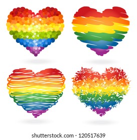 Set of rainbow hearts