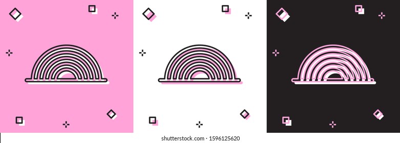 Set Rainbow icon isolated on pink and white, black background.  Vector Illustration