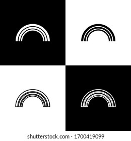 Set Rainbow icon isolated on black and white background. Vector Illustration