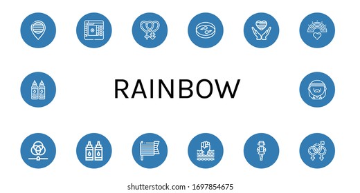 Set of rainbow icons. Such as Pride, Color picker, Bisexual, Sample, Rainbow, Rgb, Ink, World pride day, Irish, Hippie , rainbow icons