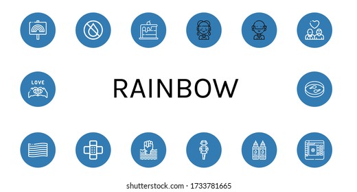 Set of rainbow icons. Such as Pride, Ink, Rainbow, Hippie, Gay, Patch, World pride day, Irish, Color picker, Sample , rainbow icons