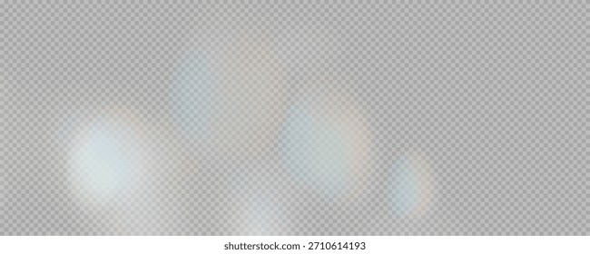 Set of rainbow light flares, reflection effect, falling confetti. Light rainbow lights with transparent effect, sparkling prism, stripe overlay, vector, png.