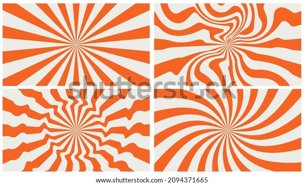 set of rainbow line\
backgrounds in 1970s hippie style. patterns retro vintage 70s\
groove. psychedelic poster background collection. vector design\
illustration