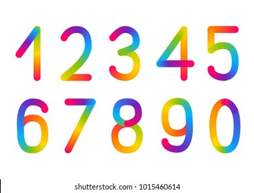 Set Rainbow Numbers Isolated On White Stock Vector (Royalty Free ...