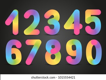 set rainbow numbers on dark background stock vector royalty free 1015554421