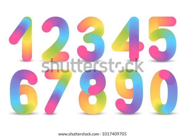Set Rainbow Numbers On White Background Stock Vector (Royalty Free ...