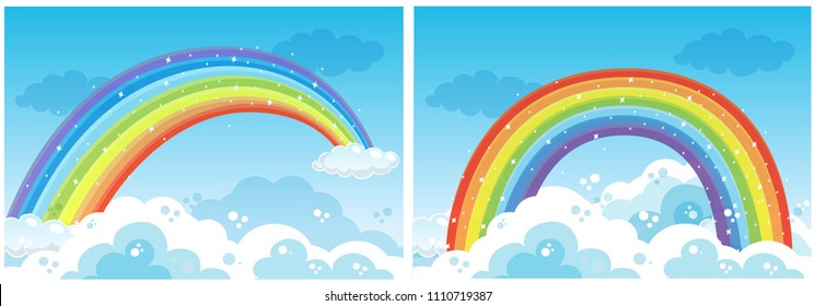 A Set of Rainbow on Sky illustration