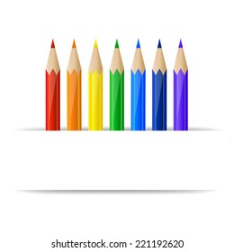 Set of rainbow pencils and blank paper banner