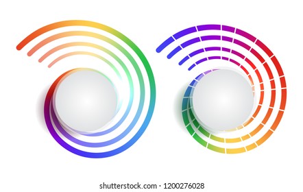 Set of rainbow round banners with place for text. The object is separate from the background.  Vector element for infographics, sites and your design