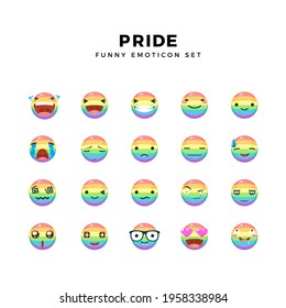 A set of rainbow Smiley. Isolated Vector illustration