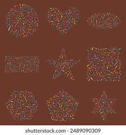 Set Rainbow Sprinkles in Many Kinds of Shapes Vector Element Collection.