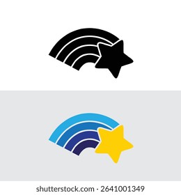Set of Rainbow Stars and Falling Stars Icons – Colorful Celestial Vector Elements for Fantasy, Celebration, Magic, Party, Dreamy Themes, and Graphic Design Projects