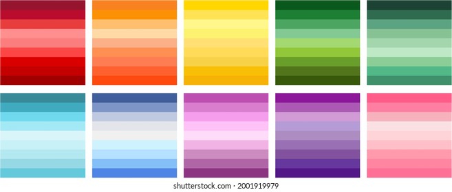 Conjunto de patrones de rayas arcoiris en rosa morado azul naranja rojo verde, triángulos coloridos, papel de libro de recortes, plantilla de tarjeta, orgullo, lgbt, fondo de papel pintado, ilustración vectorial, diseño de internet