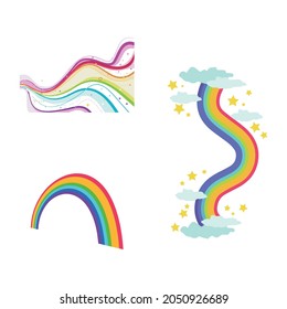 set of rainbows vector colors, line isolated or logo isolated sign symbol vector, outline and stroke style Collection of high-quality vector illustration,