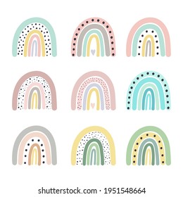 Set of is rainbows. Vector illustration. Doodle cartoon style. Good for posters, t shirts, postcards.