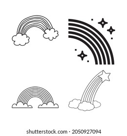 conjunto de vectores de arcos de arco iris, línea aislada o logotipo símbolo de señas aislado, contorno y estilo de trazo Colección de ilustraciones vectoriales de alta calidad,