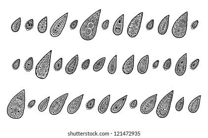 Set of raindrops in style of turkish ornaments