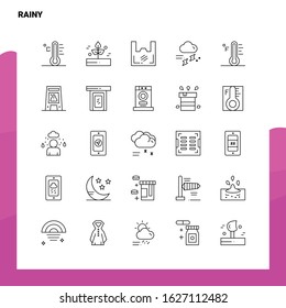 Set of Rainy Line Icon set 25 Icons. Vector Minimalism Style Design Black Icons Set. Linear pictogram pack.