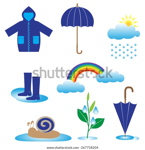 Set Rainy Season Elements Stock Vector (Royalty Free) 267758204