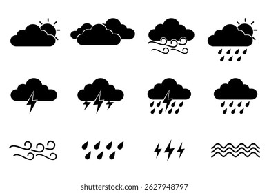 Set of Rainy season icon, Weather icons, Weather forecast icon set. Vector illustration design.