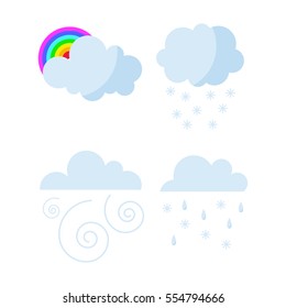 Set of rainy weather clouds icons vector.