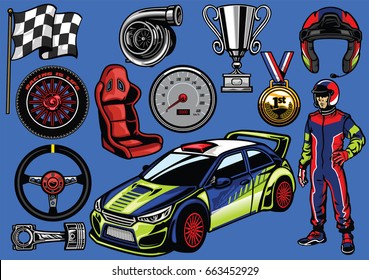 Set Of Rally Car Color