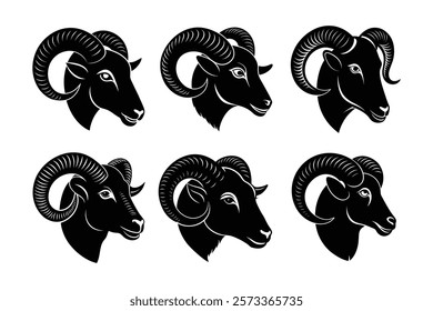 set of ram head vector illustration 