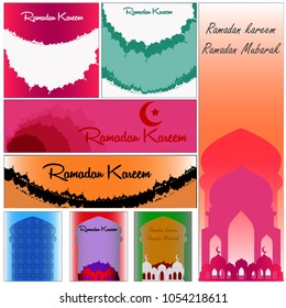 set of ramadan background vector