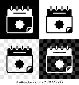 Set Ramadan calendar icon isolated on black and white, transparent background. Ramadan kareem and Islamic symbols.  Vector