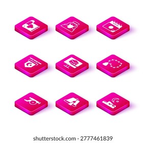 Set Ramadan cannon, Turkish hat, Star and crescent, Kaaba mosque, Muslim man prays, Rosary beads religion, calendar and  icon. Vector